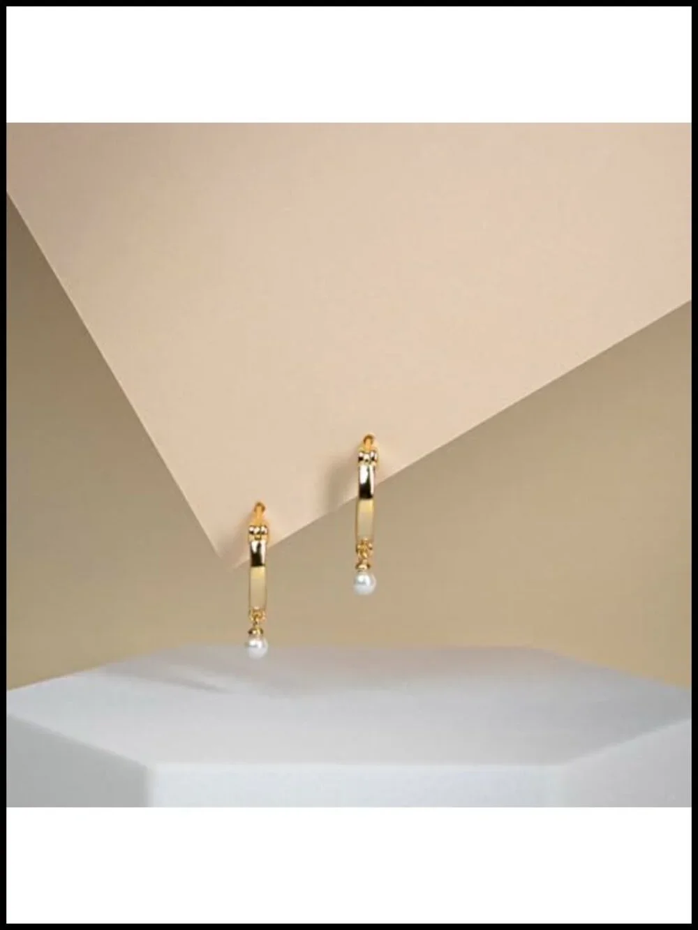 14K Gold-Plated Pearl Drop Huggie Hoop Earrings